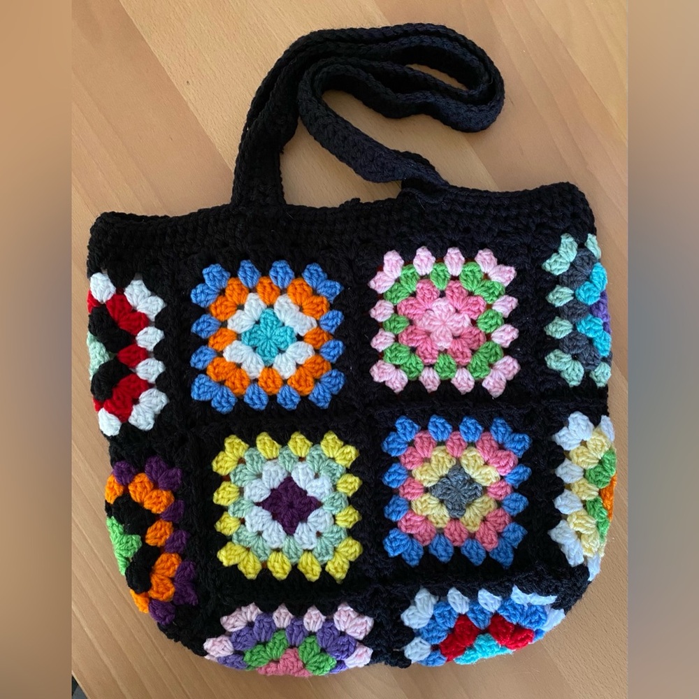 Vibrant Granny Square Tote Bag